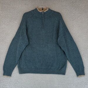 Columbia Deep blue Men’s Large quarter Zip long sleeve Sweater 100% Cotton warm